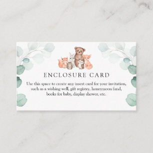 Woodland Animals and Watercolor Eucalyptus  Enclosure Card