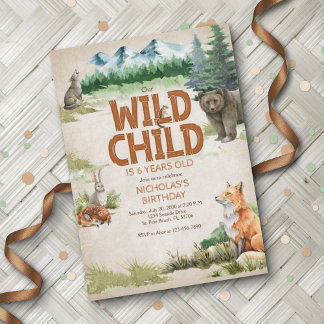 Woodland Animals Any Age Birthday Invitation