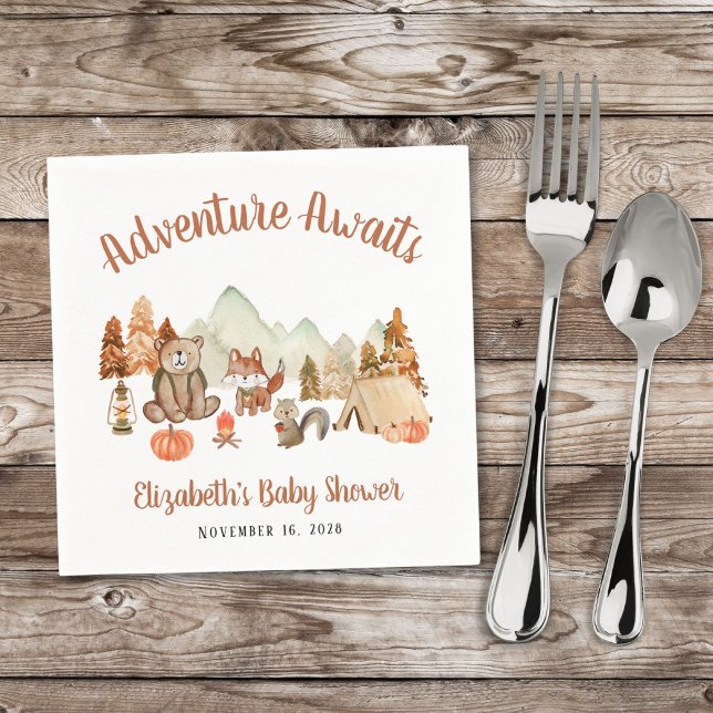 Woodland Animals Autumn Adventure Baby Shower Napkin (Creator Uploaded)