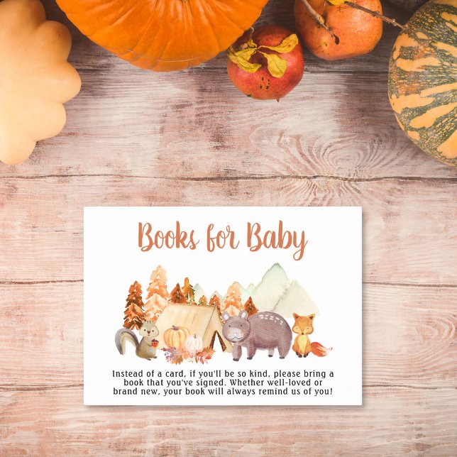 Woodland Animals Autumn Books For Baby Shower Enclosure Card (Creator Uploaded)