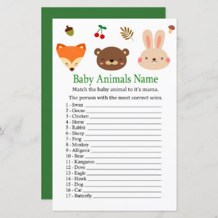 Woodland animals Baby Animals Name Game