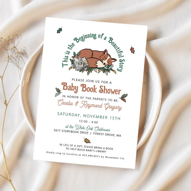 Woodland Animals Baby Book Shower Invitation (Woodland Storybook Baby Shower Invitations)