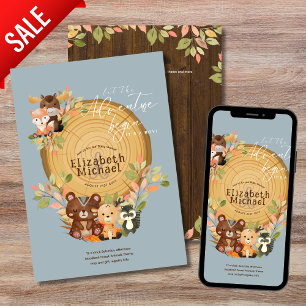 Woodland Animals Baby Boy Shower 1st Birthday  Invitation