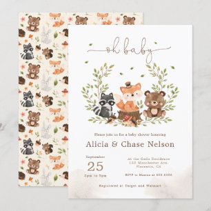 Woodland Animals Baby Boy Shower Invitation