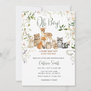 Woodland Animals Baby Boy Shower   Rustic Forest Invitation