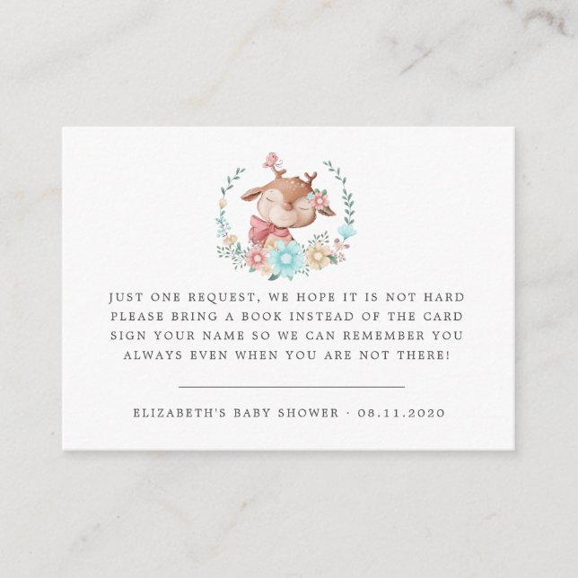 woodland animals baby deer baby shower enclosure card (Front)