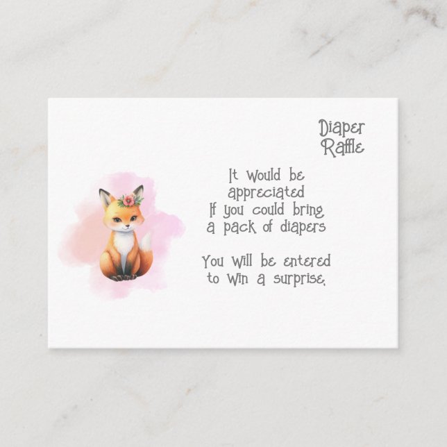 Woodland Animals Baby diaper raffle enclosure card (Front)