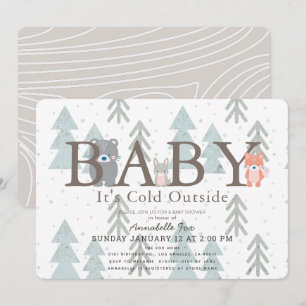 Woodland Animals Baby Its Cold Outside Baby Shower Invitation