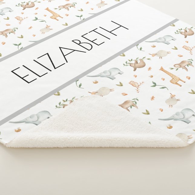 Woodland animals baby name blanket personalised (3/4)