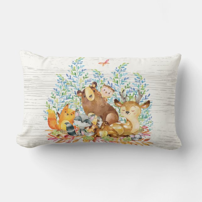 Woodland Animals Baby Nursery Pillow (Front)