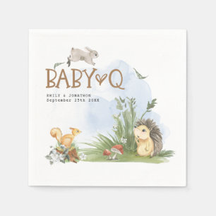 Woodland Animals Baby Q BBQ Baby Shower Napkin