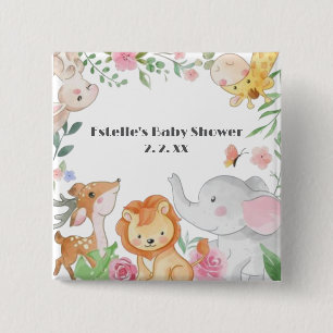 Woodland Animals Baby Shower  15 Cm Square Badge