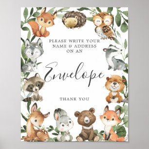 Woodland Animals Baby Shower Address Envelope Sign