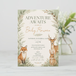 Woodland Animals Baby Shower Adventure Invitation