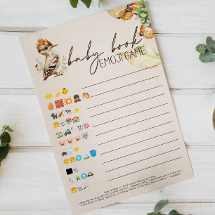 Woodland Animals Baby Shower Baby Book Emoji Game Flyer