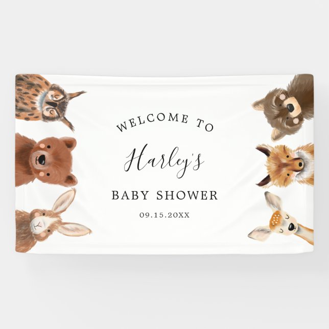 Woodland Animals Baby Shower Banner (Horizontal)