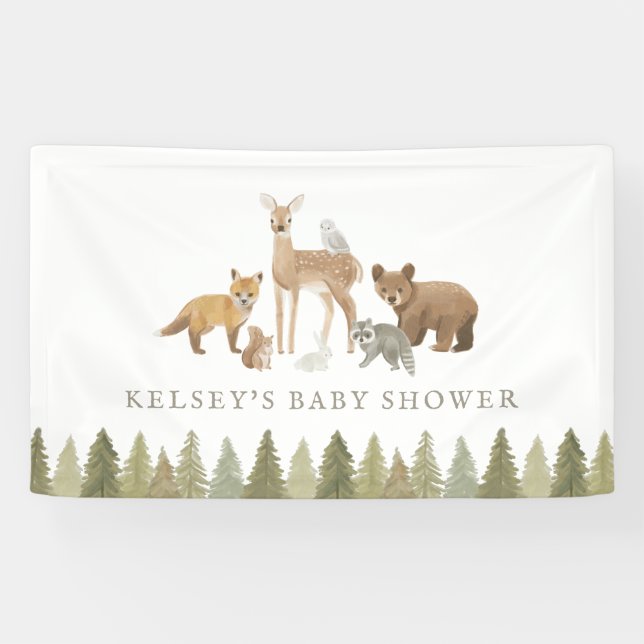 Woodland Animals Baby Shower Banner (Horizontal)