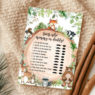 Woodland Animals Baby Shower Bingo Game