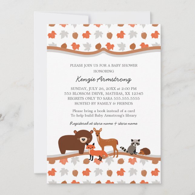 Woodland Animals Baby Shower / birthday party Invitation (Front)
