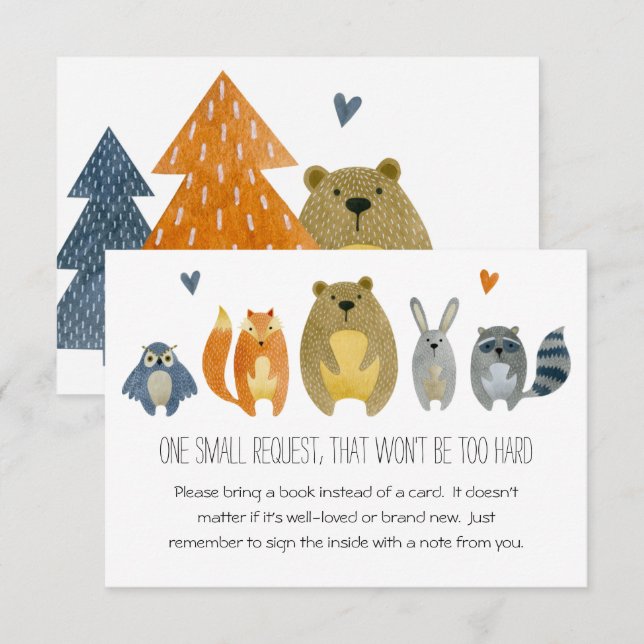 Woodland Animals Baby Shower Book Request (Front/Back)