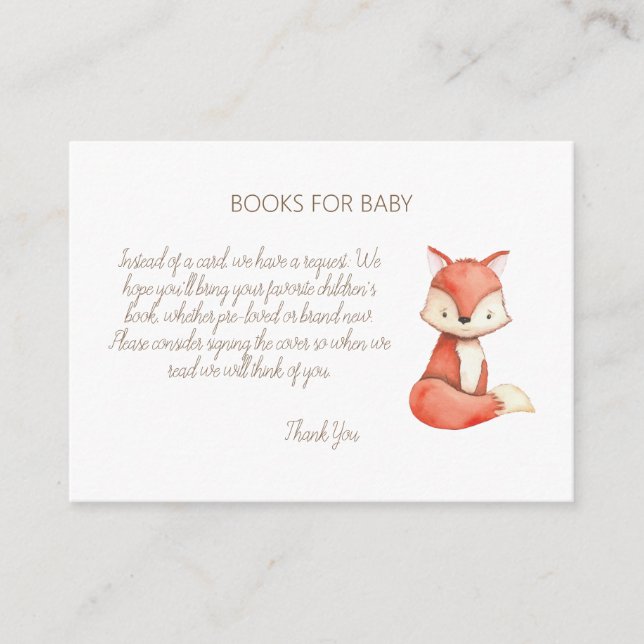 Woodland Animals Baby Shower Book Request Enclosure Card (Front)