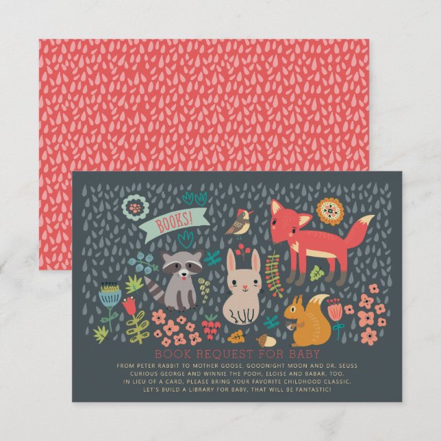 Woodland Animals Baby Shower Book Request Invitation (Front/Back)