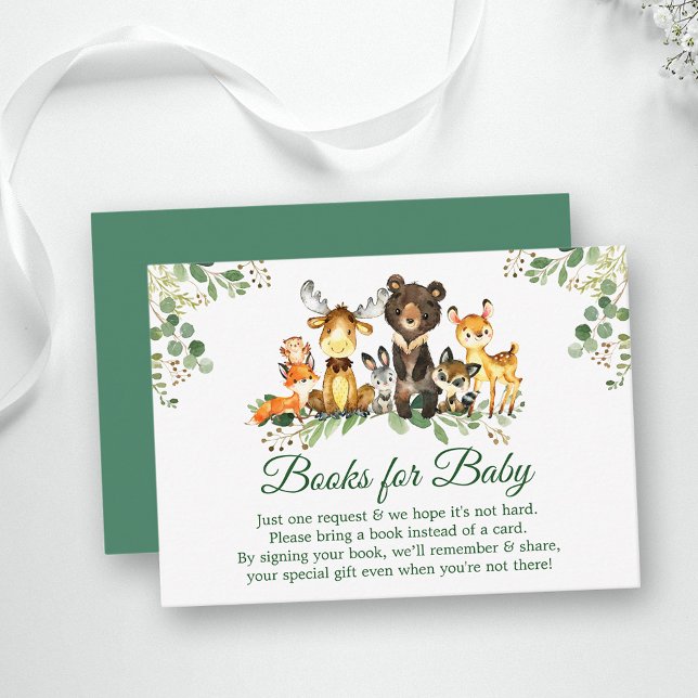 Woodland Animals Baby Shower Books for Baby Card (Customize to change text color, style, text size or color of back of card.)