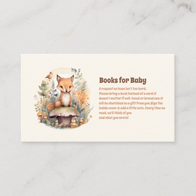 Woodland Animals Baby Shower Books for Baby Enclosure Card (Front)