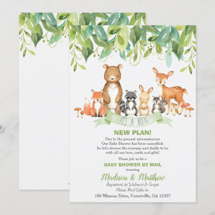 Woodland Animals Baby Shower by Mail Greenery Boy Invitation