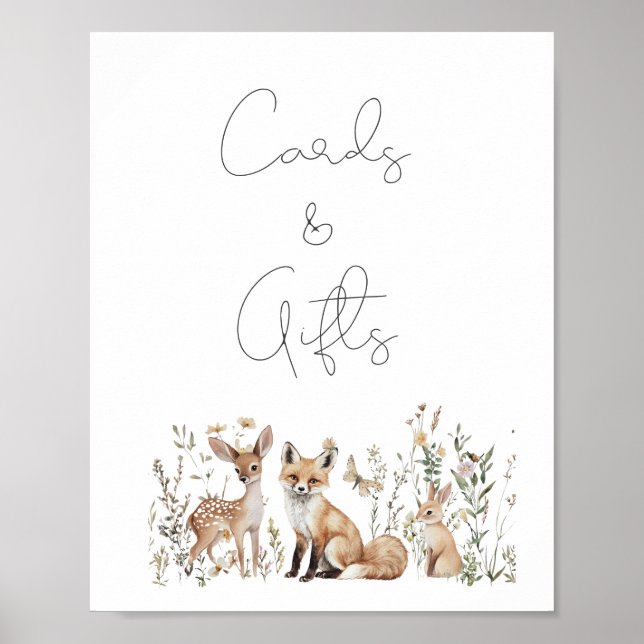 Woodland Animals Baby Shower Cards And Gifts Poster (Front)
