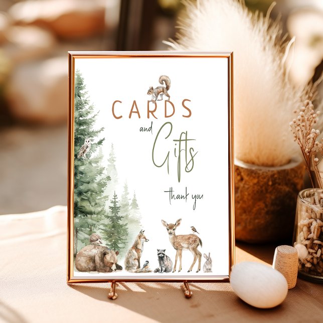 Woodland Animals Baby Shower Cards and Gifts Sign (Creator Uploaded)