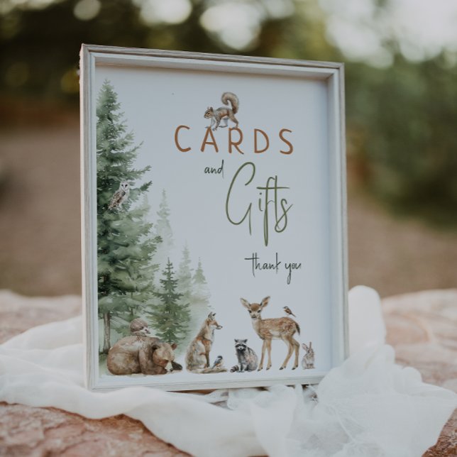 Woodland Animals Baby Shower Cards and Gifts Sign (Creator Uploaded)