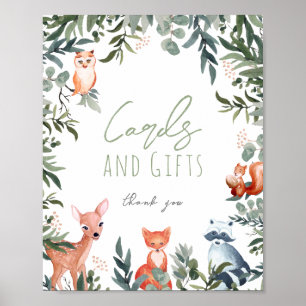 Woodland Animals Baby Shower Cards and Gifts Sign