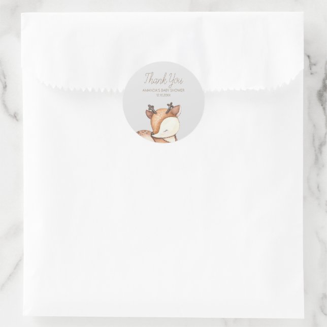 Woodland Animals Baby Shower Classic Round Sticker (Bag)
