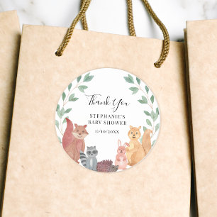 Woodland Animals Baby Shower Classic Round Sticker