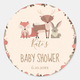 Woodland Animals Baby Shower Classic Round Sticker