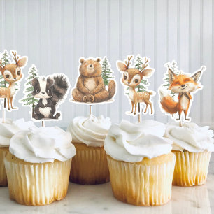 Woodland Animals baby shower Cupcake Topper