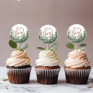 Woodland Animals baby shower Cupcake Topper Classic Round Sticker