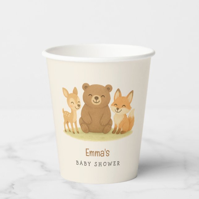 Woodland Animals Baby Shower Cups (Front)