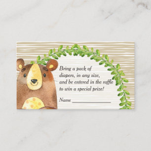 Woodland Animals Baby Shower Diaper Raffle Enclosure Card