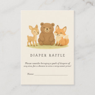 Woodland Animals Baby Shower Diaper Raffle Enclosure Card