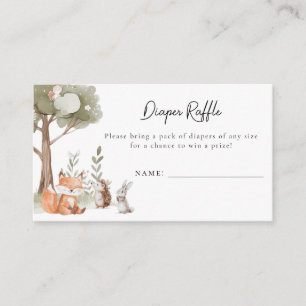 Woodland Animals Baby Shower Diaper Raffle Enclosure Card