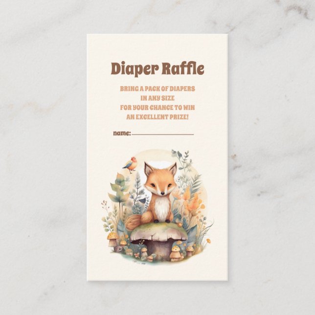 Woodland Animals Baby Shower diaper raffle Enclosure Card (Front)