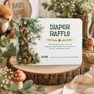 Woodland Animals Baby Shower Diaper Raffle Enclosure Card