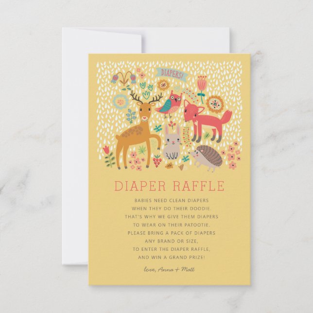 Woodland Animals Baby Shower Diaper Raffle Invitation (Front)