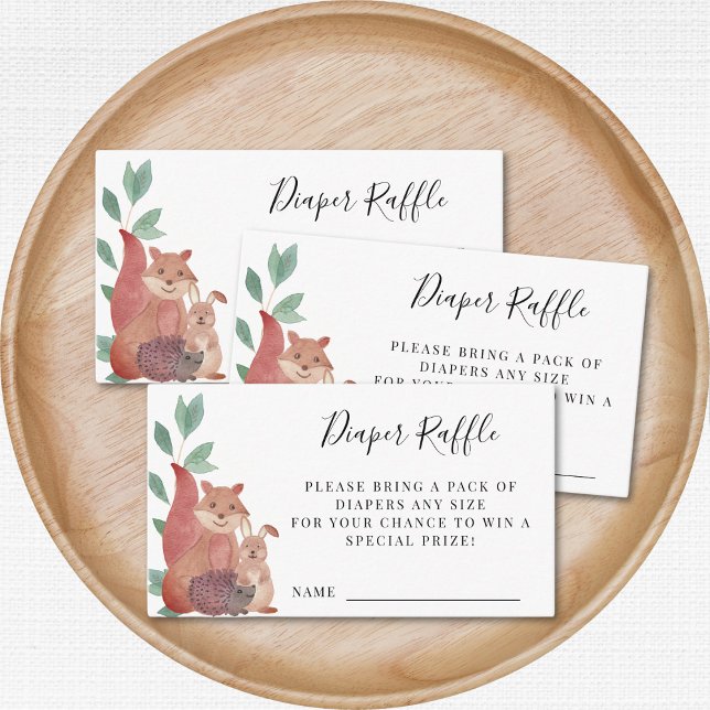 Woodland Animals Baby Shower Diaper Raffle Request Enclosure Card (Creator Uploaded)