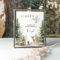 Woodland Animals Baby Shower Diaper Raffle Sign