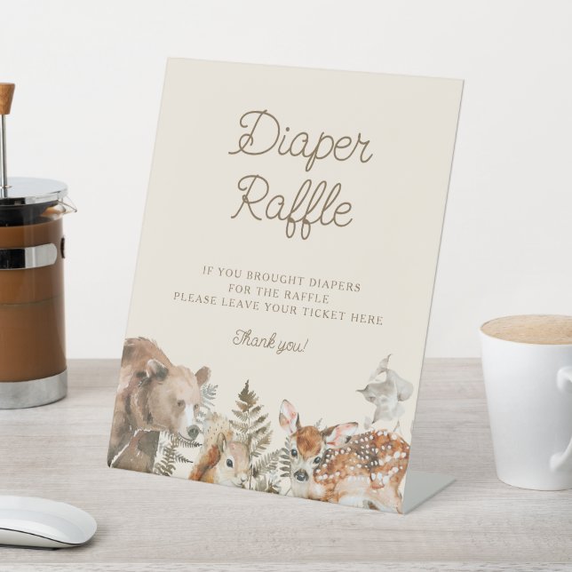 Woodland Animals Baby Shower Diaper Raffle Sign  (In SItu)