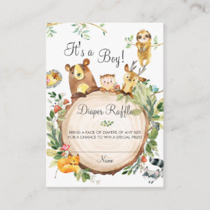 Woodland Animals Baby Shower Diaper Raffle Ticket Enclosure Card