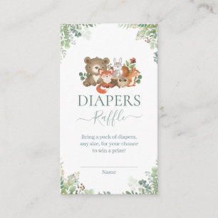 Woodland Animals Baby Shower Diapers raffle  Enclo Enclosure Card
